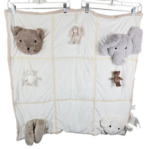 Pottery Barn Kids Play Blanket Zoo Animals Soft Comfortable 32" X 32"